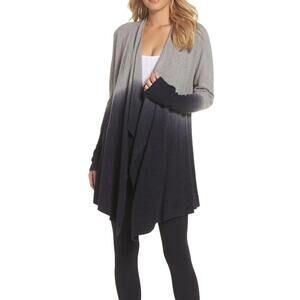 Barefoot Dreams Bamboo Chic Lite Calypso Wrap Cardigan Size S/M Black Gray Ombre